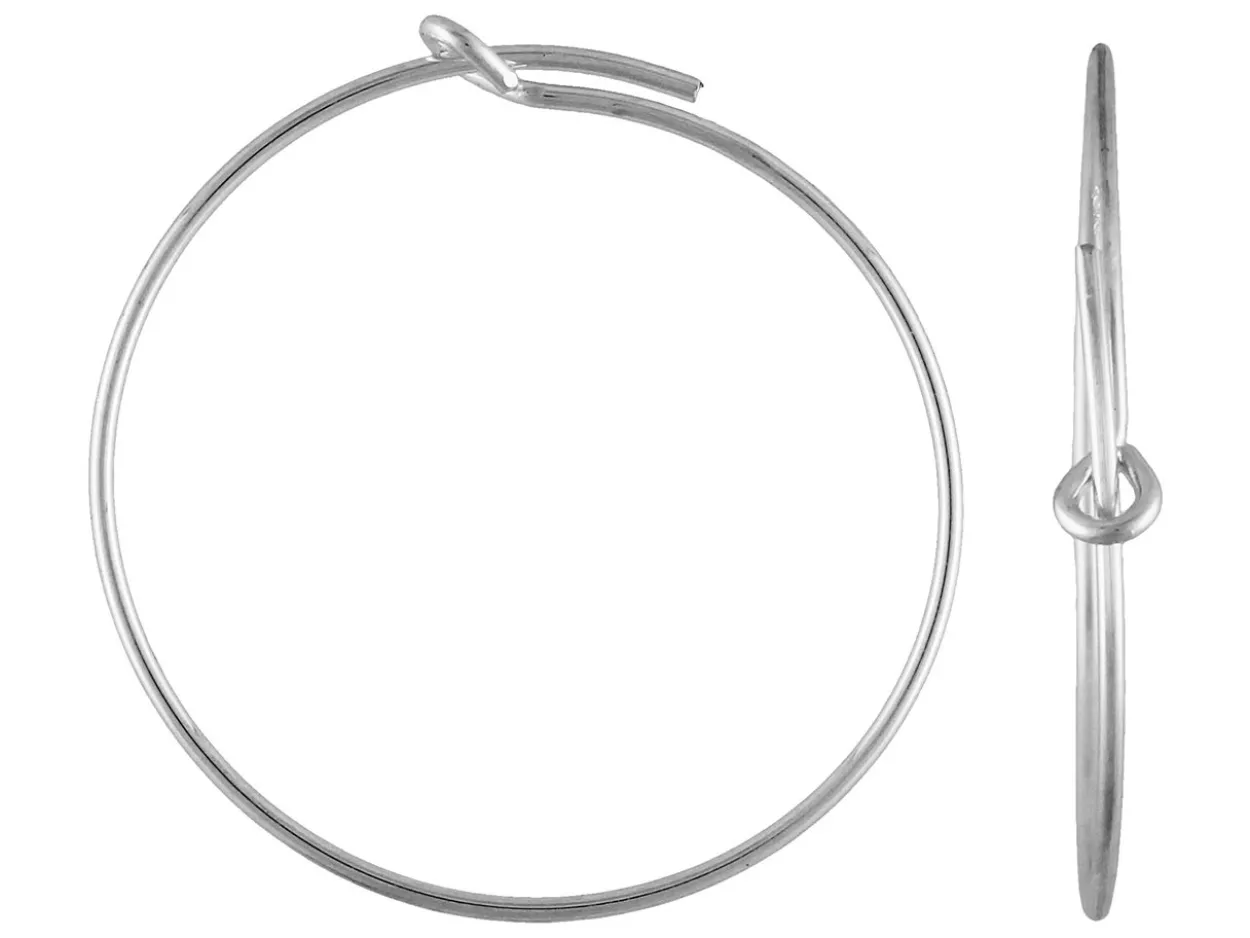 Sterling Silver Beading Hoop Earrings 25mm Pack of 6