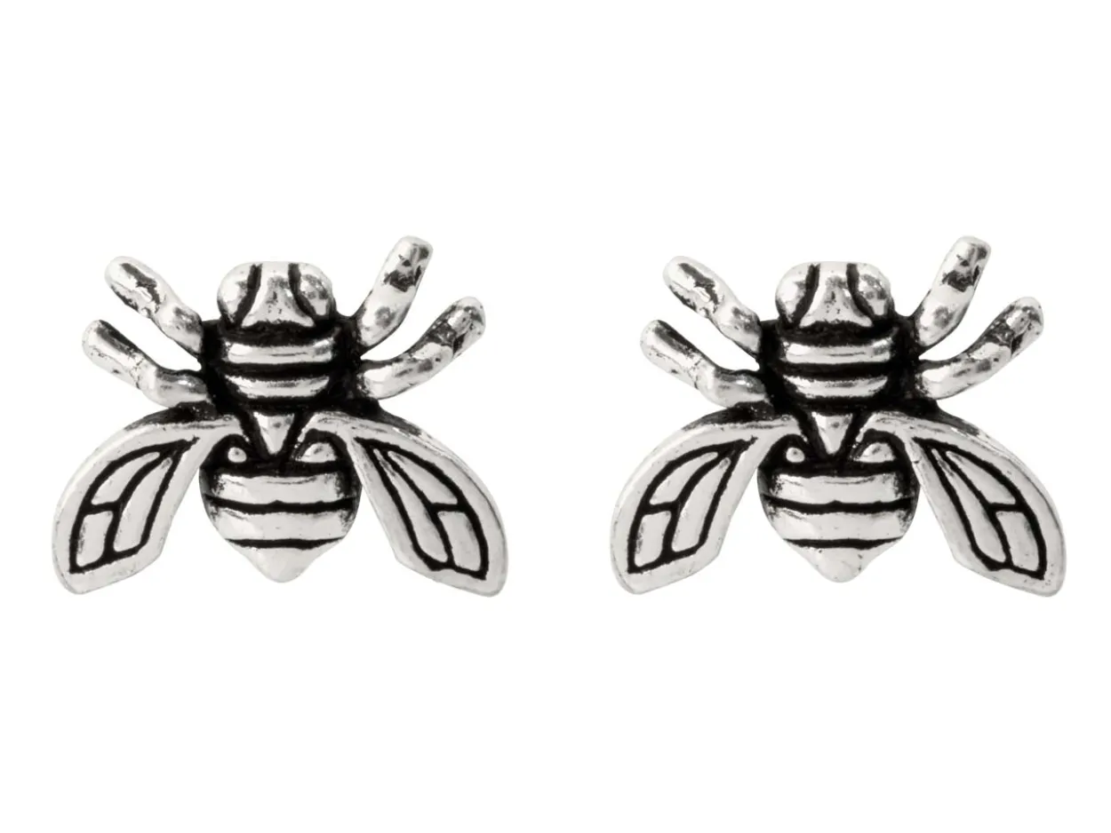 Sterling Silver Bee Design Stud Earrings