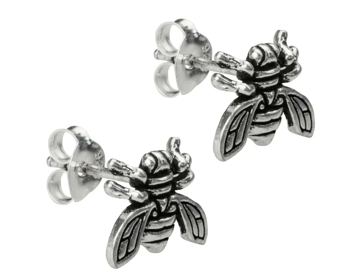 Sterling Silver Bee Design Stud Earrings