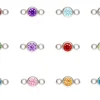 Sterling Silver Birthstone Cubic Zirconia Bezel Connectors Set