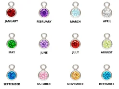 Sterling Silver Birthstone Cubic Zirconia Bezel Drop Connectors Set