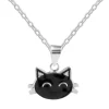 Sterling Silver Black Cat Halloween Enamel Jewellery Pendant And Chain Set
