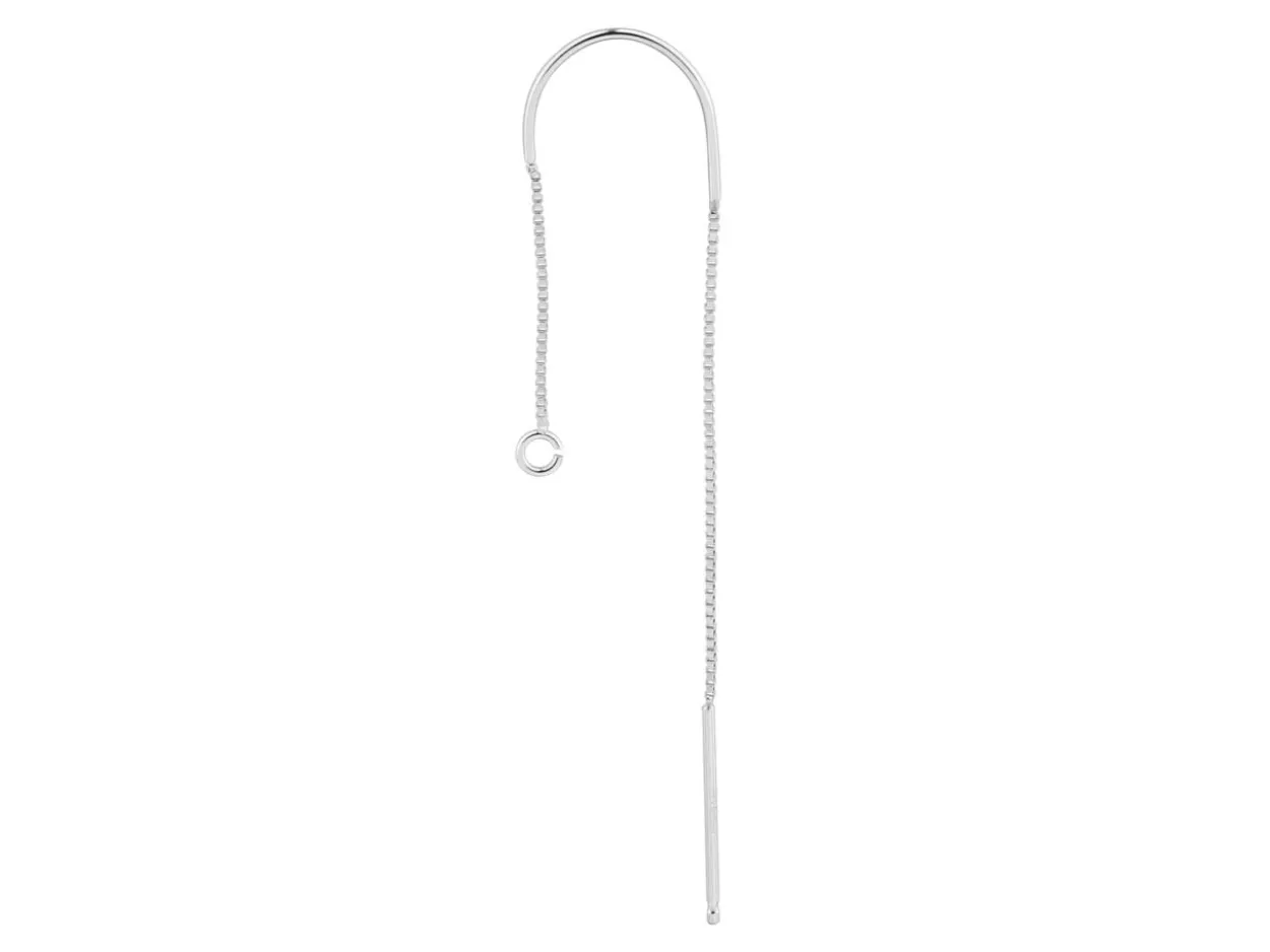 Sterling Silver 1" Box Chain Ear Thread With U-bar