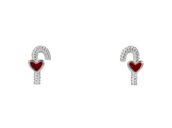 Sterling Silver Candy Cane Design Stud Earrings