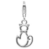 Sterling Silver Cat Design Charm With Carabiner Lobster Trigger Clasp Catch