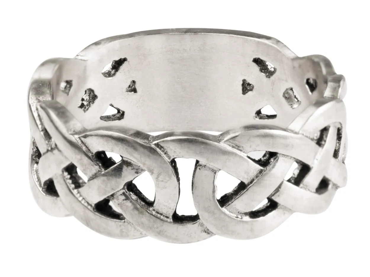 Sterling Silver Celtic Band Ring 8mm Wide Hallmarked Size R