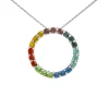 Sterling Silver Circle Design Necklet With Multicolour Cubic Zirconia