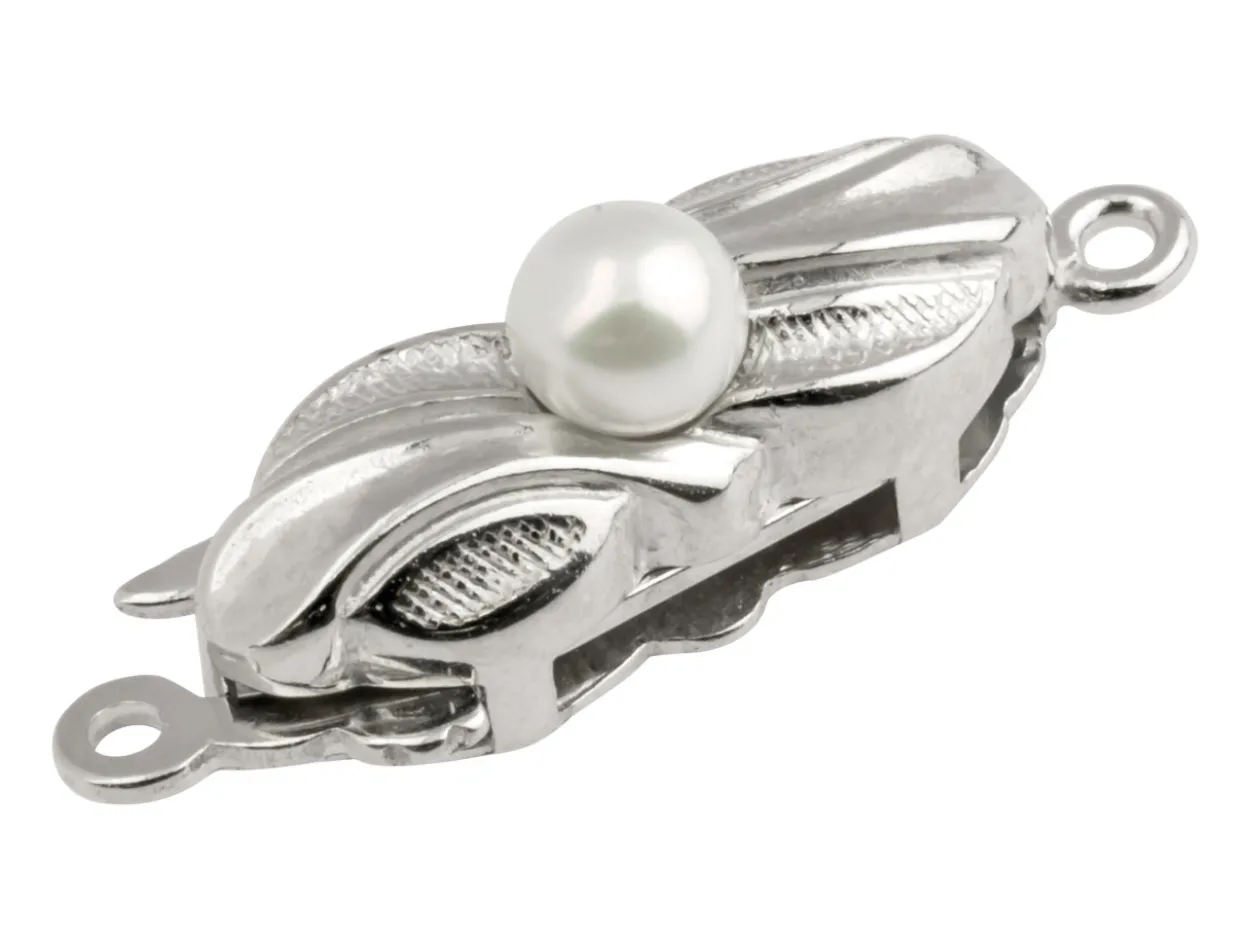 Sterling Silver Clasp With Cultured Pearl 16x5mm
