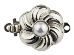 Sterling Silver Clasp With Cultured Pearl 12mm Round Flower Shape
