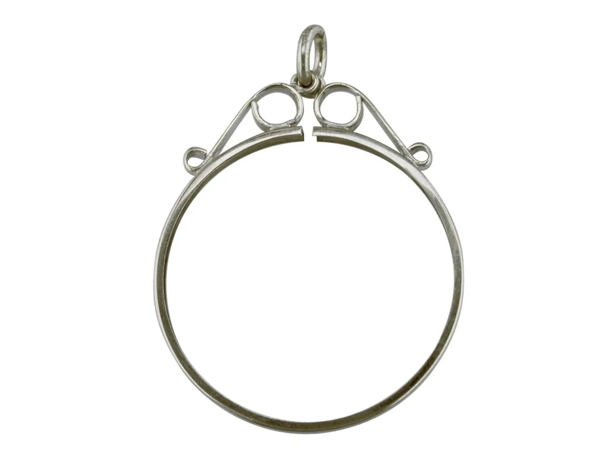 Sterling Silver Coin Mount British Half Crown 2/6 Scroll Top Pendant, 100% Recycled Silver