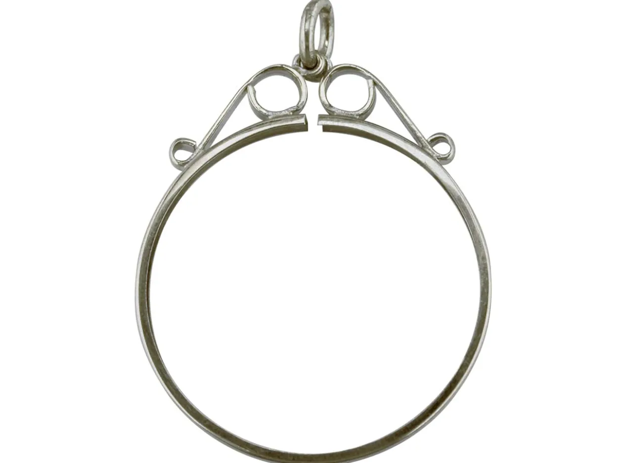 Sterling Silver Coin Mount British Crown Coin 5/- Scroll Top Pendant, 100% Recycled Silver