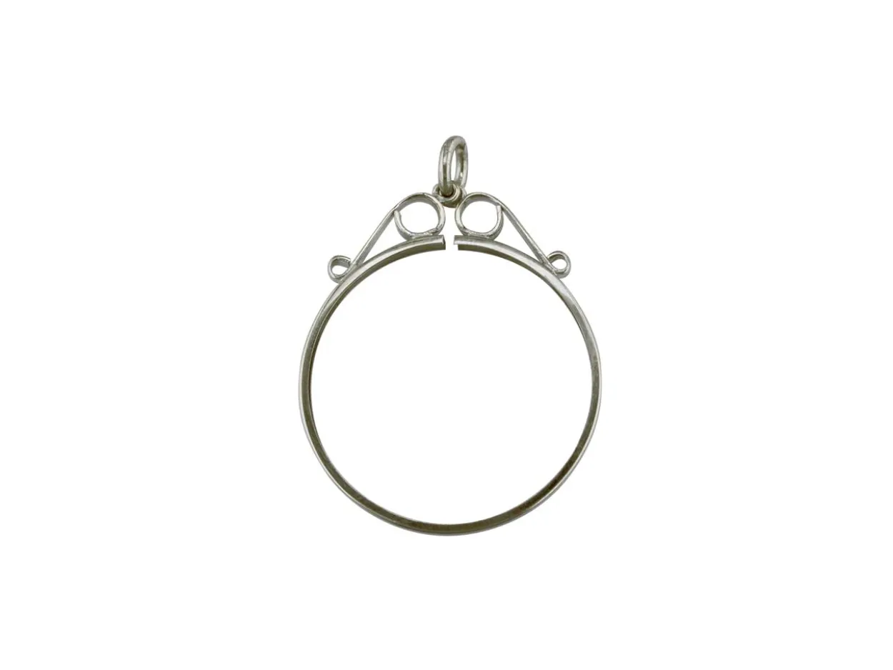 Sterling Silver Coin Mount 3D Scroll Top Pendant, 100% Recycled Silver