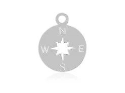 Sterling Silver Compass 10mm, 100% Recycled Silver