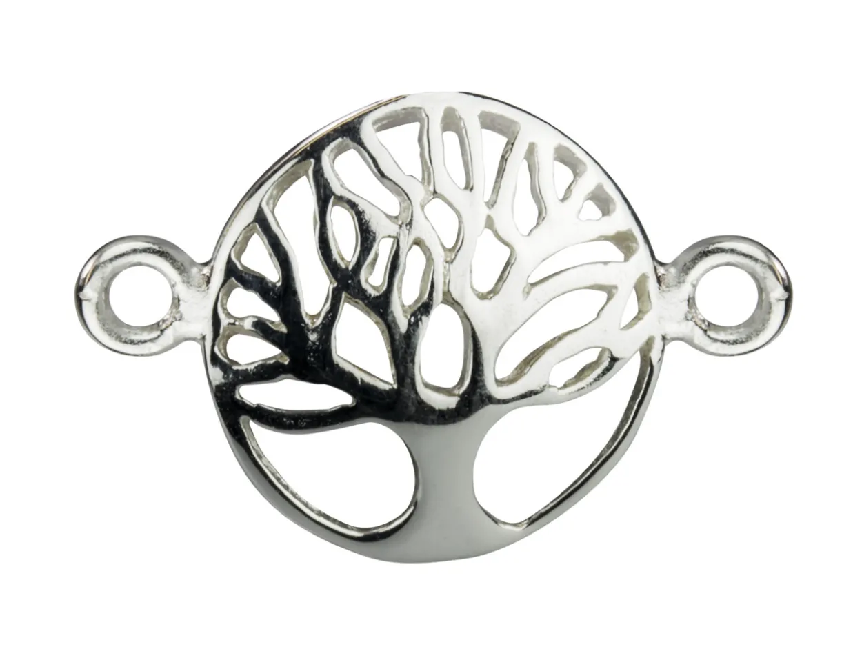 Sterling Silver Connector Tree Of Life Domed 12mm Pack of 5