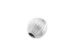 Sterling Silver Corrugated Round 8mm 2 Hole Beads Pack of 5