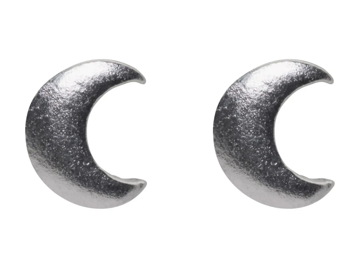 Sterling Silver Crescent Moon Stud Earrings