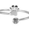 Sterling Silver Cubic Zirconia And Paw Design Adjustable Ring