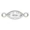 Sterling Silver Cubic Zirconia Marquise Bezel Connector White, 3mm X 6.0mm