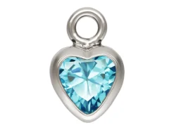Sterling Silver Cubic Zirconia Heart Bezel Drop Connector Swiss Blue, 3mm