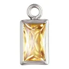 Sterling Silver Cubic Zirconia Rectangel Bezel Drop Connector Champagne, 3mm X 5mm