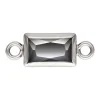 Sterling Silver Cubic Zirconia Rectangle Bezel Connector Black, 3mm X 5mm
