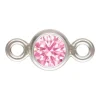 Sterling Silver Cubic Zirconia Round Bezel Connector Pink 3mm
