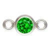 Sterling Silver Cubic Zirconia Round Bezel Connector Green 3mm