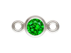 Sterling Silver Cubic Zirconia Round Bezel Connector Green 3mm