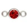 Sterling Silver Cubic Zirconia Round Bezel Connector Garnet 3mm