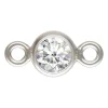 Sterling Silver Cubic Zirconia Round Bezel Connector White 3mm
