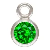 Sterling Silver Cubic Zirconia Round Bezel Drop Connector,green, 3mm