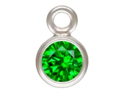 Sterling Silver Cubic Zirconia Round Bezel Drop Connector,green, 3mm