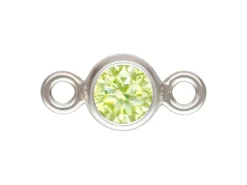 Sterling Silver Cubic Zirconia Round Bezel Connector Lime 3mm