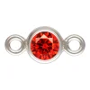 Sterling Silver Cubic Zirconia Round Bezel Connector Ruby 3mm
