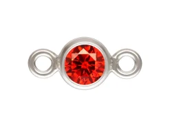Sterling Silver Cubic Zirconia Round Bezel Connector Ruby 3mm