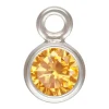 Sterling Silver Cubic Zirconia Round Bezel Drop Connector,champagne,3mm