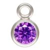 Sterling Silver Cubic Zirconia Round Bezel Drop Connector,amethyst, 3mm