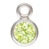 Sterling Silver Cubic Zirconia Round Bezel Drop Connector,lime, 3mm