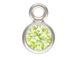 Sterling Silver Cubic Zirconia Round Bezel Drop Connector,lime, 3mm