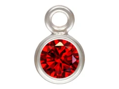 Sterling Silver Cubic Zirconia Round Bezel Drop Connector,garnet, 3mm