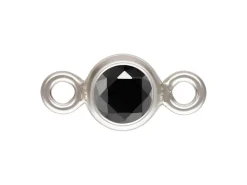 Sterling Silver Cubic Zirconia Round Bezel Connector Black 3mm