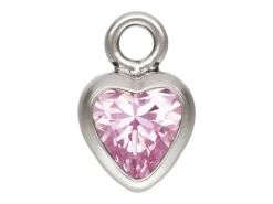 Sterling Silver Cubic Zirconia Heart Bezel Drop Connector Pink, 3mm