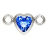 Sterling Silver Cubic Zirconia Heart Bezel Connector Sapphire, 3mm