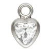 Sterling Silver Cubic Zirconia Heart Bezel Drop Connector White, 3mm