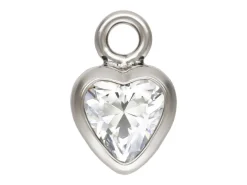 Sterling Silver Cubic Zirconia Heart Bezel Drop Connector White, 3mm
