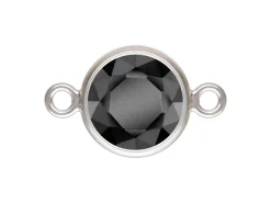 Sterling Silver Cubic Zirconia Bezel Connector Black 6mm