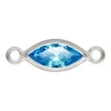 Sterling Silver Cubic Zirconia Marquise Bezel Connector Swiss Blue, 3mm X 6.0mm