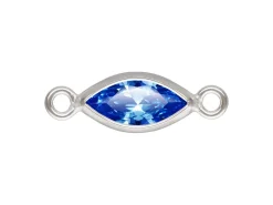 Sterling Silver Cubic Zirconia Marquise Bezel Connector Sapphire, 3mm X 6.0mm
