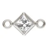Sterling Silver Cubic Zirconia Square Bezel Connector White, 3mm
