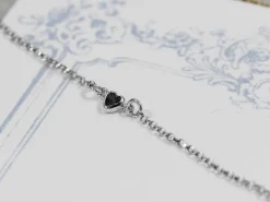 Sterling Silver Cubic Zirconia Heart Bezel Connector Black, 3mm